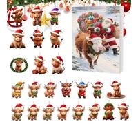 Decorazione Avvento Natale Delle Highland 2025 | 24 Giorni Calendario Conto Alla Rovescia Decorazione Acrilica 2D,Set Decorazioni Highland - Per Auto Specchietto Retrovisore Albero Parete Porta Finest