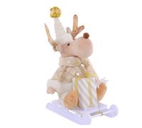Decorazione bambola slitta natalizia da interno con renne figure Babbo Natale