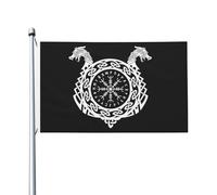 Decorazione Bandiera Da Cortile 90X150Cm Viking Norse Mythology Pagan Rune Compass Bandieras Da Giardino Piccola Bandiera Personalizzata Per Giardino, Cortile, La Fattoria All'Aperto