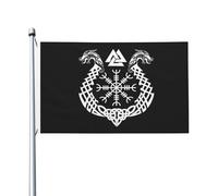 Decorazione Bandieras Da Giardino 90X150Cm Viking Norse Mythology Scandinavian Runes Compass Bandierine Colore Vivido Bandieras Pirati Per Barca, Cortile, La Fattoria All'Aperto