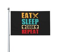 Decorazione Bandieras Pirati 90X150Cm Eat Sleep Cook Repeat Bandieras Da Giardino Piccola Bandieraes Dell'Individualità Per Giardino, La Fattoria All'Aperto, Decorazione Domestica