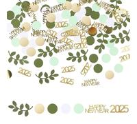 Decorazione Capodanno 2026 - 200 Pezzi Coriandoli Happy New Year, Verde Oro - Coriandoli da Tavolo per Festa di Fine Anno
