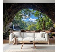 Decorazione Carta da Parati 3D Murale di Sfondo Per Giungla Grotte Cascate Paesaggi Naturali 3D Murales Carta da Parati Fotomurali Poster Murale Soggiorno Camera Letto-400Lx280A cm