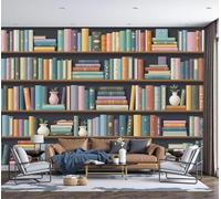 Decorazione Carta da Parati 3D Murale di Sfondo Per Libri Da Scaffale Illustrazioni D'Epoca 3D Murales Carta da Parati Fotomurali Poster Murale Soggiorno Camera Letto-450Lx315A cm