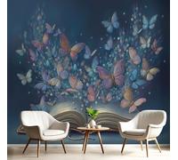 Decorazione Carta da Parati 3D Murale di Sfondo Per Libri Farfalle Fantasy 3D Murales Carta da Parati Fotomurali Poster Murale Soggiorno Camera Letto-400Lx280A cm