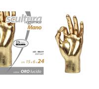 Decorazione Casa Scultura Mano Segno OK Oro 15 x 6 x 24 cm