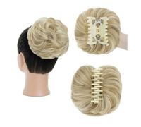 Decorazione Chignon spettinato con fermaglio for artigli, chignon ondulato e riccio, extension for capelli sintetici, spettinati raccolti Estensione(Natural Blonde mix Bleach Blonde)