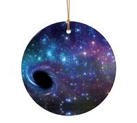 Decorazione circolare in ceramica natalizia con stampa galassia, regalo per la famiglia e gli amici