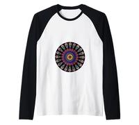 Decorazione Colorata con Simbolo di Meditazione Mandala Maglia con Maniche Raglan