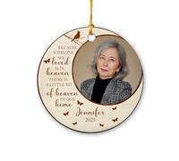 Decorazione commemorativa in ceramica con foto personalizzata per Natale 2025 - Perché qualcuno che abbiamo amato è in paradiso - Immagine ricordo per la perdita della persona amata - Foto
