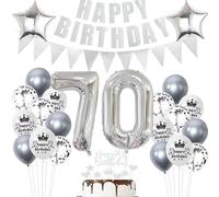 Decorazione compleanno 70 anni argento,Palloncini 70 compleanno argento,Palloncini Compleanno 70 anni argento,70 anni Decorazioni Festa Compleanno donna uomo,70 Anni Palloncini Compleanno