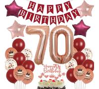 Decorazione Compleanno 70 Anni Donna - Palloncini Rosso e Oro Rosa