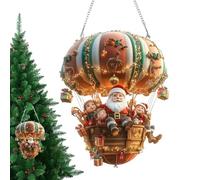 Decorazione Con Pendente Acrilico - Ornamento Acrilico 2D Di Babbo Natale Con Pallone Aerostatico,Design Artistico Fantasy Che Cattura La Luce Del Sole | per Esterno e Interno