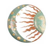 Decorazione con sole e luna: arte in metallo con corpi celesti mistici, design vintage dipinto a mano, verniciato a polvere resistente alle intemperie, elegante look 3D con