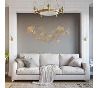 Decorazione creativa da parete in metallo 3D, decorazione da parete fatta a mano con foglie di ginkgo, sculture da appendere a parete for il soggiorno di casa, [Livello energetico A] 147 x 58,5 cm