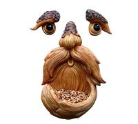 Decorazione creativa in legno con volto di un vecchio, mangiatoia per uccelli, scultura stravagante per giardino, cortile, parete, porta, decorazione divertente