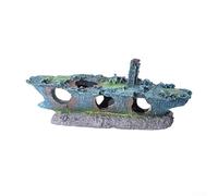 Decorazione creativa in resina per acquario, decorazione per acquario con fori di ventilazione, camere di nuoto e materiale che fornisce spazio per fotosintesi nitrificante (portaerei)