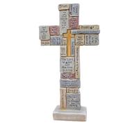 Decorazione croce basata sulla fede - Croce religiosa in piedi, Croce di fede ispiratrice | Croci di Gesù ricoperte di parole e frasi incoraggianti, decorazioni per la casa cristiane facili da pulire
