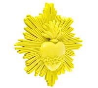 DECORAZIONE CUORE EX VOTO DA PARETE RESINA GIALLO 13 cm