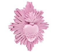 DECORAZIONE CUORE EX VOTO DA PARETE RESINA ROSA 13 cm