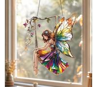 Decorazione da appendere a forma di ala di fata, decorazione da appendere alla finestra, ornamento da appendere alla finestra delle fate, in acrilico piatto 2D, regalo da giardino, mitica ala d'angelo