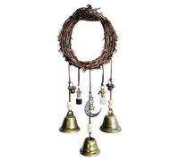 Decorazione da appendere a forma di campana da strega, per protezione delle streghe, ghirlanda magica per campane a vento, campanelle per decorazioni da strega, cerchio in rattan intrecciato a mano