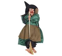 Decorazione da appendere a forma di fantasma di strega, con controllo vocale animato a forma di teschio, giocattolo con suono spaventoso e occhi rossi luminosi da appendere al muro