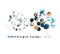 Decorazione da appendere a tema spaziale, decorazioni per feste di compleanno per bambini, ghirlande a spirale fai da te con striscioni di lettere e inserti per torte, per feste a
