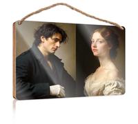 Decorazione da appendere al bagno, ritratti di eleganza: un classico cartello romantico in legno per porta d'ingresso, cartelli in legno tinta unita per artigianato (20 x 30 cm)