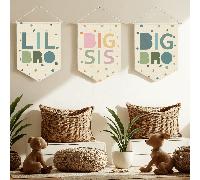 Decorazione da appendere alla parete in tela per la cameretta dei bambini, la stanza dei bebè, la camera dei ragazzi, "Il fratellino il fratellone", "I fratelli fanno i migliori amici", "Fratello magg