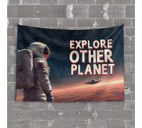 Decorazione da appendere alla porta dell'esplorazione di un altro pianeta: astronauta su Marte, arazzo da giardino, idea regalo per patio (75 x 100 cm)