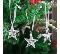 Decorazione da appendere all'albero di Natale a forma di fiocco di neve, in cristallo trasparente, per interni ed esterni, decorazione per feste a cinque stelle, 4,5 cm