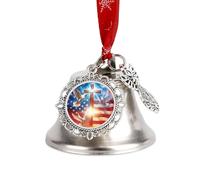 Decorazione da appendere all'albero di Natale con scritta "Dio e pace" con bandiera degli Stati Uniti