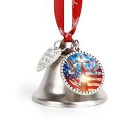 Decorazione da appendere all'albero di Natale con scritta "Dio e pace" con bandiera degli Stati Uniti