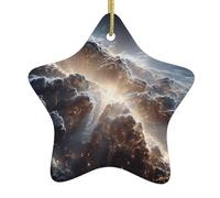 Decorazione da appendere all'albero di Natale, in ceramica, a forma di nebulosa, con stampa a forma di stella, decorazione per la casa