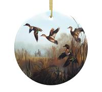Decorazione da appendere all'albero di Natale, in ceramica, con stampa di caccia che vola selvaggia, ricordo per le vacanze, la casa, festa di Natale, montaggio a parete, regalo