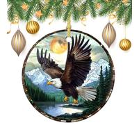 Decorazione da appendere all'albero di Natale in vetro colorato, a forma di aquila in volo, 2 pezzi, 7,2 cm, rotonda su entrambi i lati