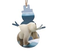 Decorazione da appendere all'albero di Natale, motivo: orso polare, 6 pezzi, in legno, a forma di angelo, campana, albero di neve