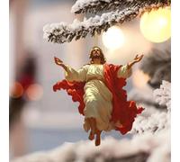 Decorazione da appendere all'auto raffigurante Gesù in stile retrò 2D, croce da appendere allo specchietto dell'auto, regalo di fede for cristiani, accessori religiosi natalizi for la casa.(E)