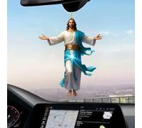 Decorazione da appendere all'auto raffigurante Gesù in stile retrò 2D, croce da appendere allo specchietto dell'auto, regalo di fede for cristiani, accessori religiosi natalizi for la casa.(B)