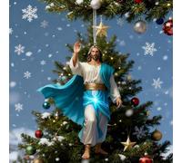 Decorazione da appendere all'auto raffigurante Gesù in stile retrò 2D, croce da appendere allo specchietto dell'auto, regalo di fede for cristiani, accessori religiosi natalizi for la casa.(F)