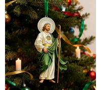 Decorazione da appendere all'auto raffigurante Gesù in stile retrò 2D, croce da appendere allo specchietto dell'auto, regalo di fede for cristiani, accessori religiosi natalizi for la casa.(H)