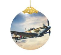 Decorazione da appendere con stampa di aeroplano della seconda guerra mondiale, decorazione natalizia in vetro per le vacanze di Natale 2025