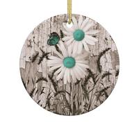 Decorazione da appendere in ceramica a forma di albero di Natale con margherite, decorazione per le vacanze, festa di Natale, decorazione per la casa