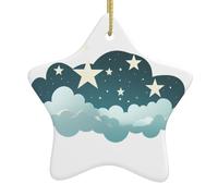 Decorazione da appendere in ceramica per albero di Natale WHJSHOP Hide and Seek Stars Stampe con cavo metallico perforato e placcato oro
