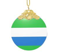 Decorazione da appendere in vetro con stampa bandiera della Sierra Leone, ornamenti da appendere festivi per albero di Natale per regali di Natale 2025