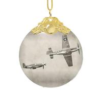 Decorazione da appendere in vetro con stampa di aeroplani della seconda guerra mondiale, ornamenti festivi da appendere per albero di Natale per regali di Natale 2025