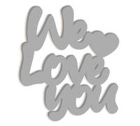 Decorazione da appendere per Bambini We Love you, Scritta Murale in Legno per la Cameretta Bimbi Complemento di Arredo in Legno Kids, Design Declea