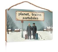 Decorazione da appendere per il bagno, motivo: viaggiatori al crocevia di ghiaccio: un viaggio invernale nel tempo, cartello in legno per sala giochi, portico primaverile (20 x 30 cm)