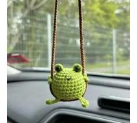 Decorazione da appendere per specchietto retrovisore dell'auto, con design a forma di animale in stile cartone animato, accessorio decorativo da appendere, idea regalo (piccole rane)